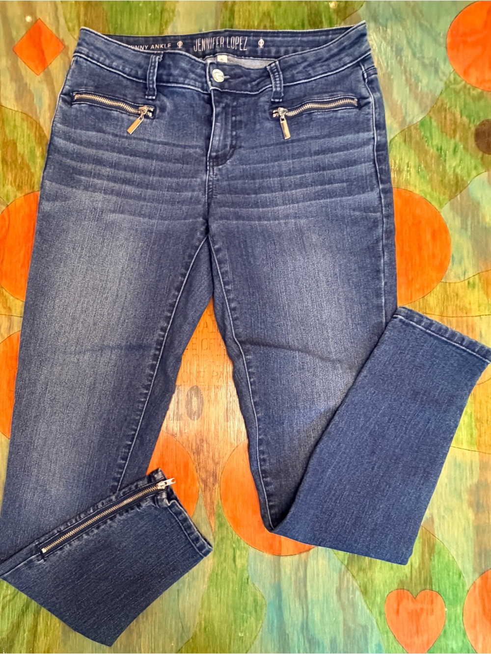 Jennifer Lopez Womens Size 4L Skinny Ankle Jeans Inseam Pocket Zippers Actual Si
